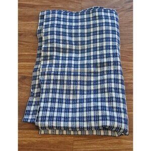 Blue Checked Gingham Curtain Panel JC Penney Plaid Country Farmhouse 61x36